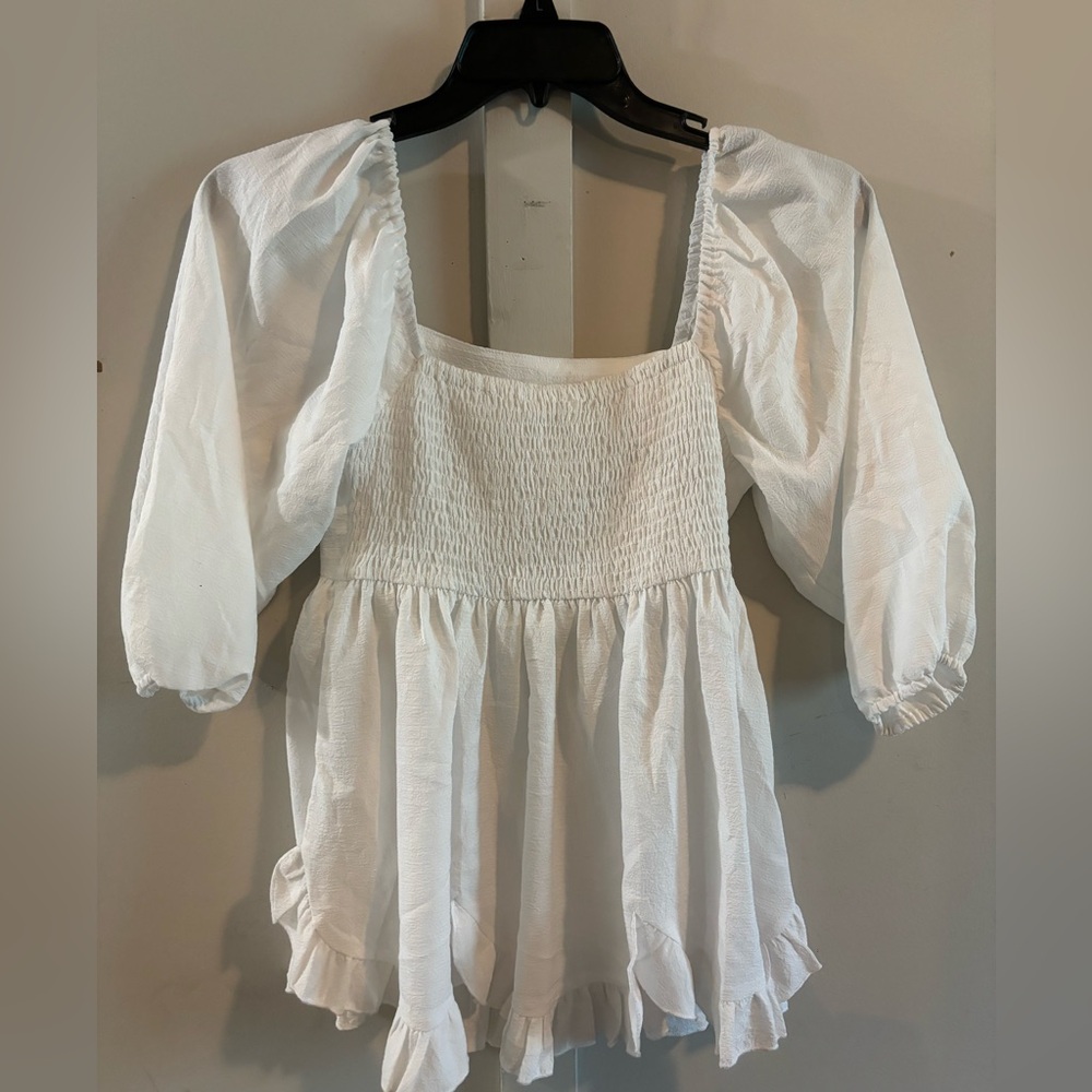 White Ruched Blouse